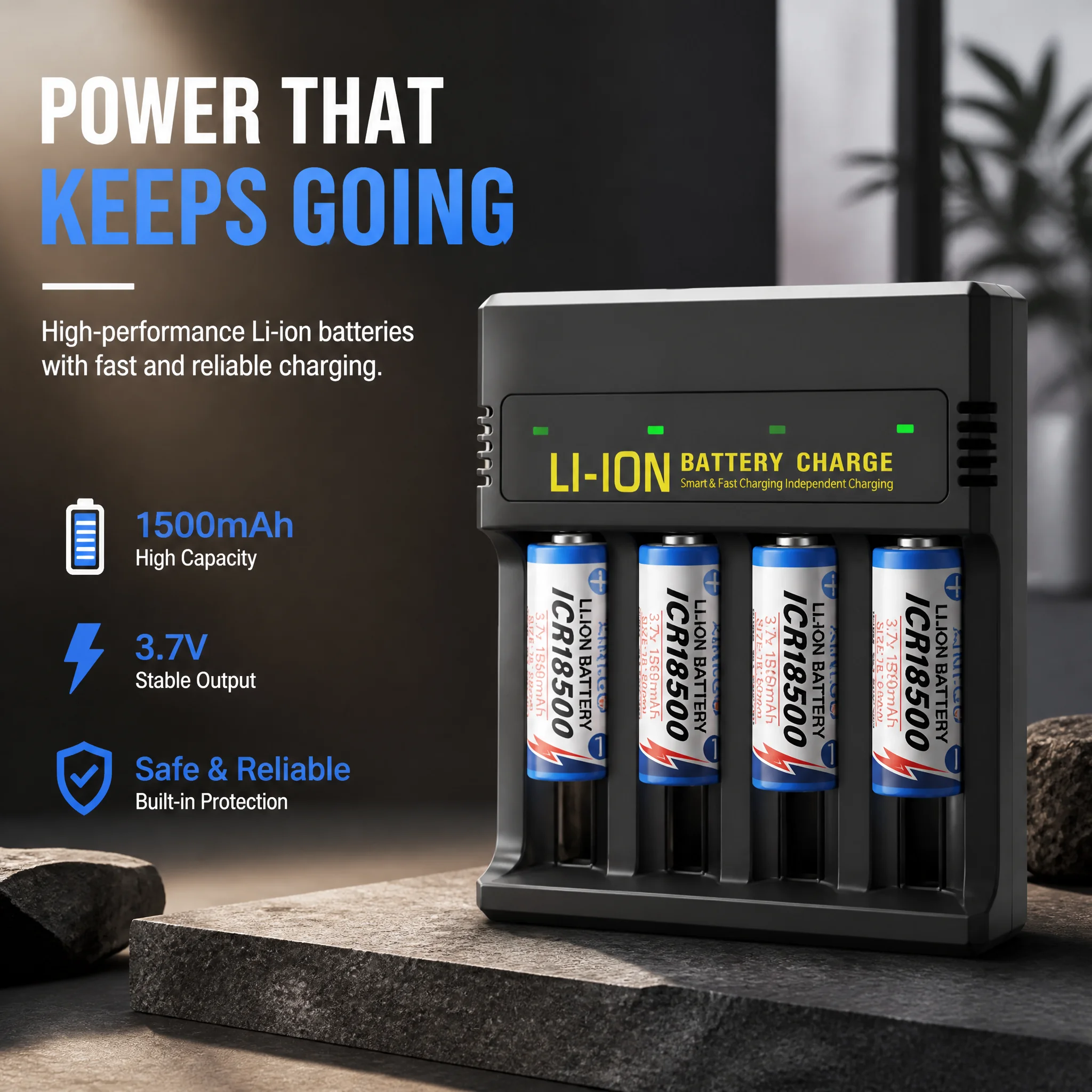 3.7V 18500 1500mAh Li-ion Rechargeable Battery USB Smart Charger Safe Protection Flashlight Head Torch Mini Lighting Supply