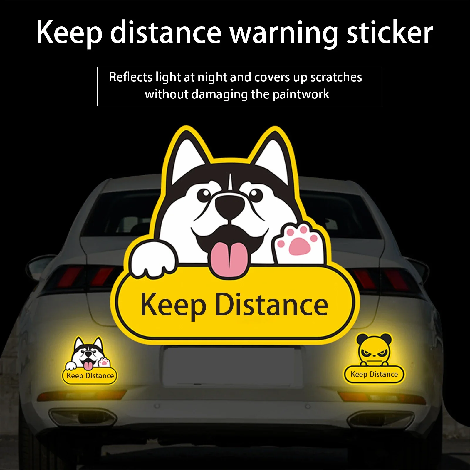 Reflective Stickers Keep Distance Tape Conspicuity Safety Caution Warning Magnetic Decal for Car Truck Trailer-Yellow