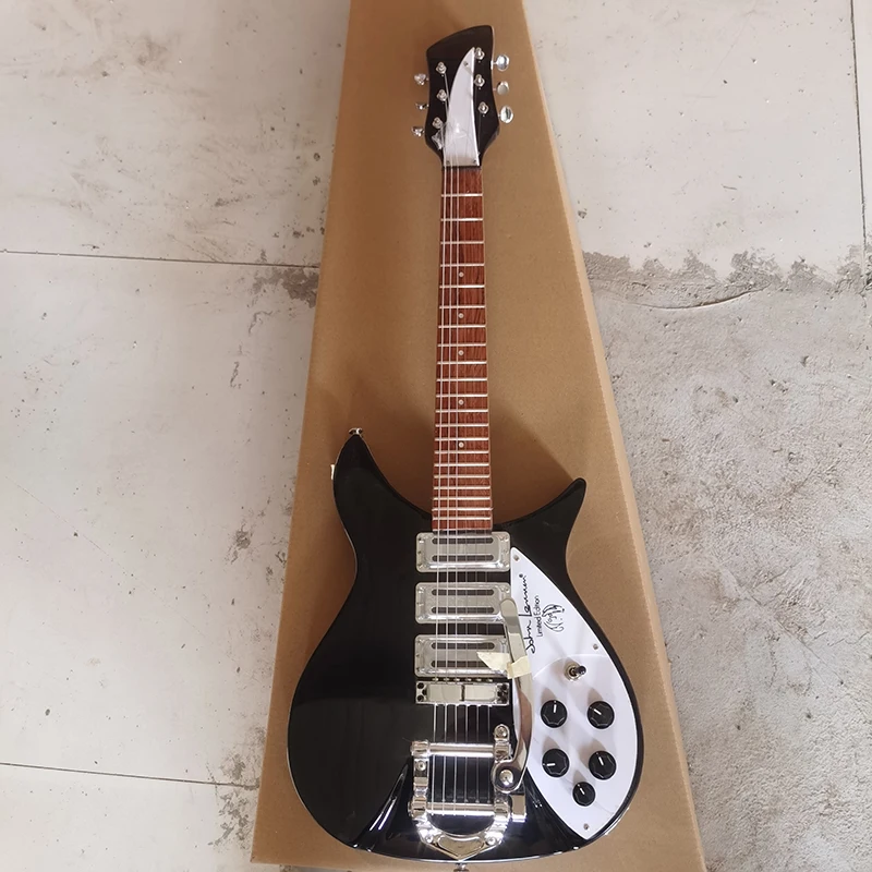 High quality Rickenbacker 325 electric guitar, vibrato system bridge, three-piece pickup, black guitar