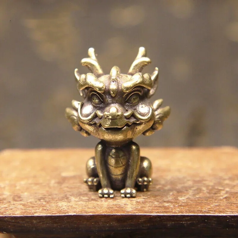 1pc Buddhism Vintage Brass Auspicious Beast Kirin Figurines Miniatures Ornament Statue