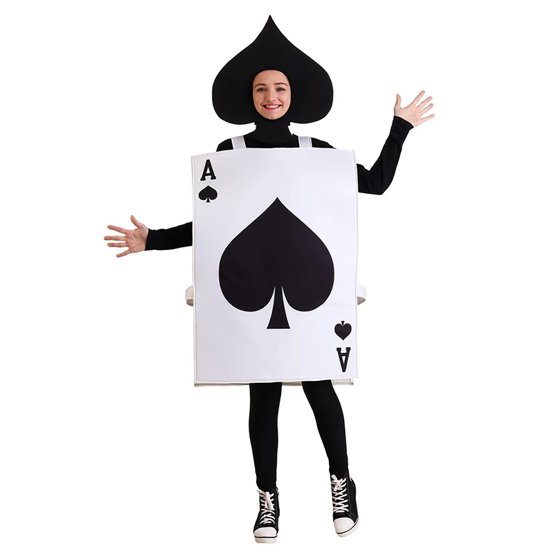 Umorden Unisex Parent-Child Poker Playing Card Ace of Spades Costume for Kids Adult Girls Boys Women Men Tunic Hat Suit