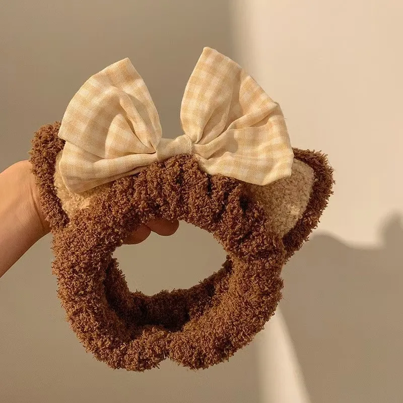 1PC Wash Face Hair Holder Hairbands Soft Coral Fleece Bow Animal Ears Headband For Women Girls Turban Fashion Hair Accessories