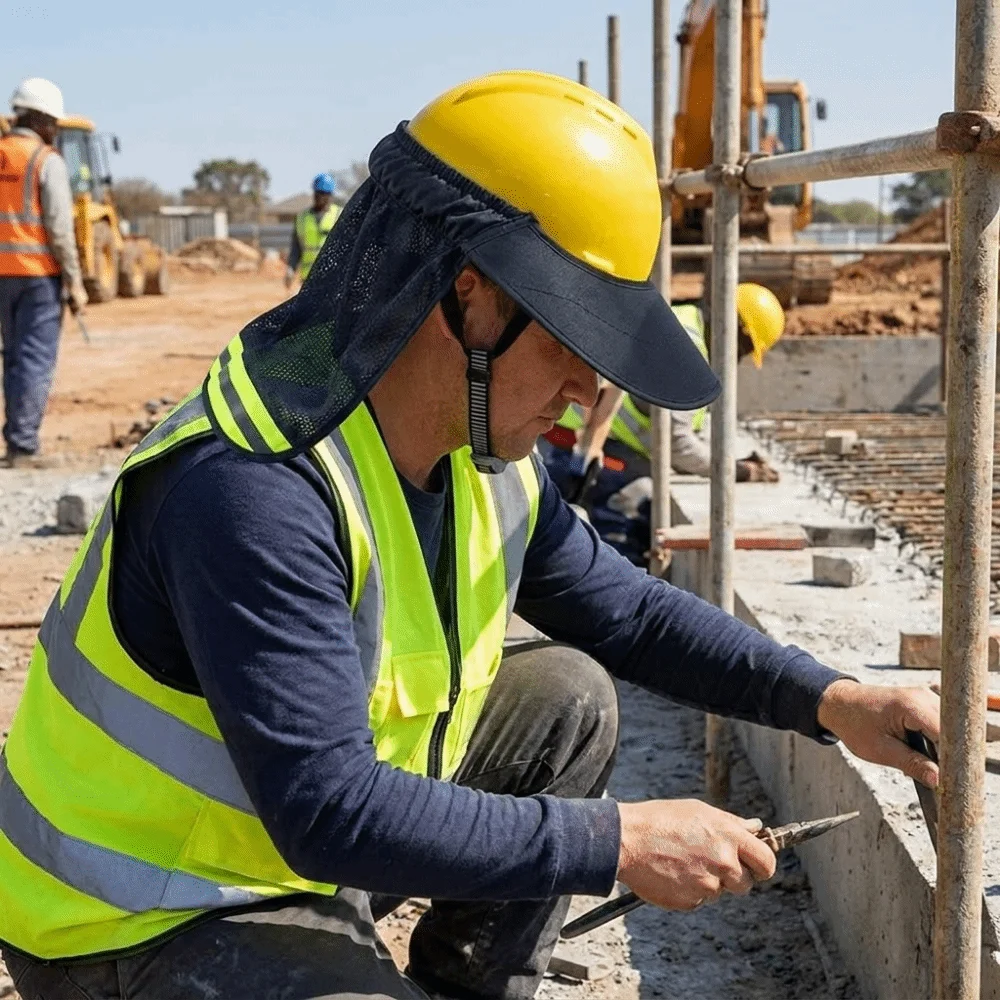 Mesh Hard Hat Sun Shield UV Protection Breathable Reflective Cap Cover Reflective Stripe Mesh Neck Sun Shield Gardening