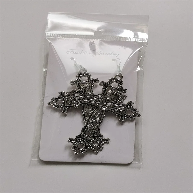 Large Antique Gothic Cross Drop Earrings - Gifts for Her Trad Goth Jewelry Fashion Delicacy 2022 New Women Gift Girlfriend