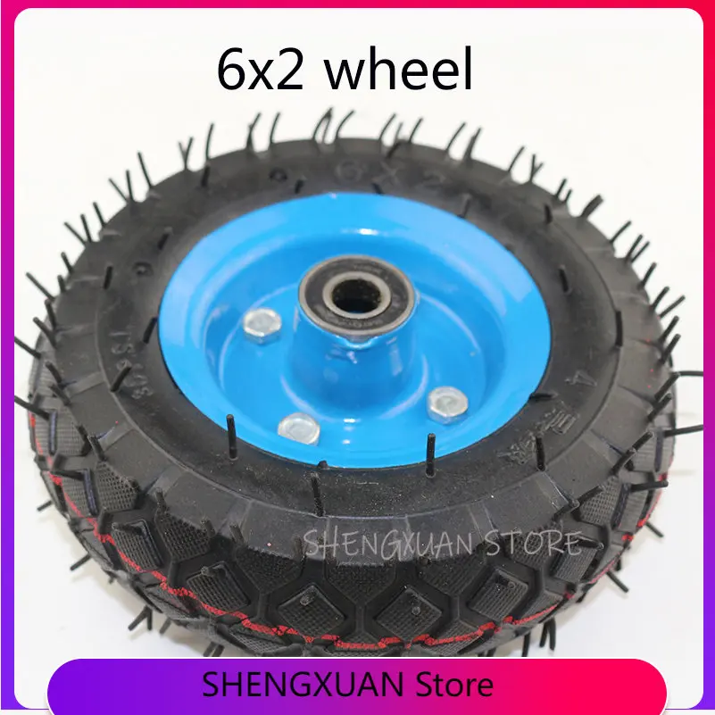 High performance 6x2 tire tyre rim 6 inch 15cm pneumatic wheel pump wheel trolley cart wheel roller caster wheel caster