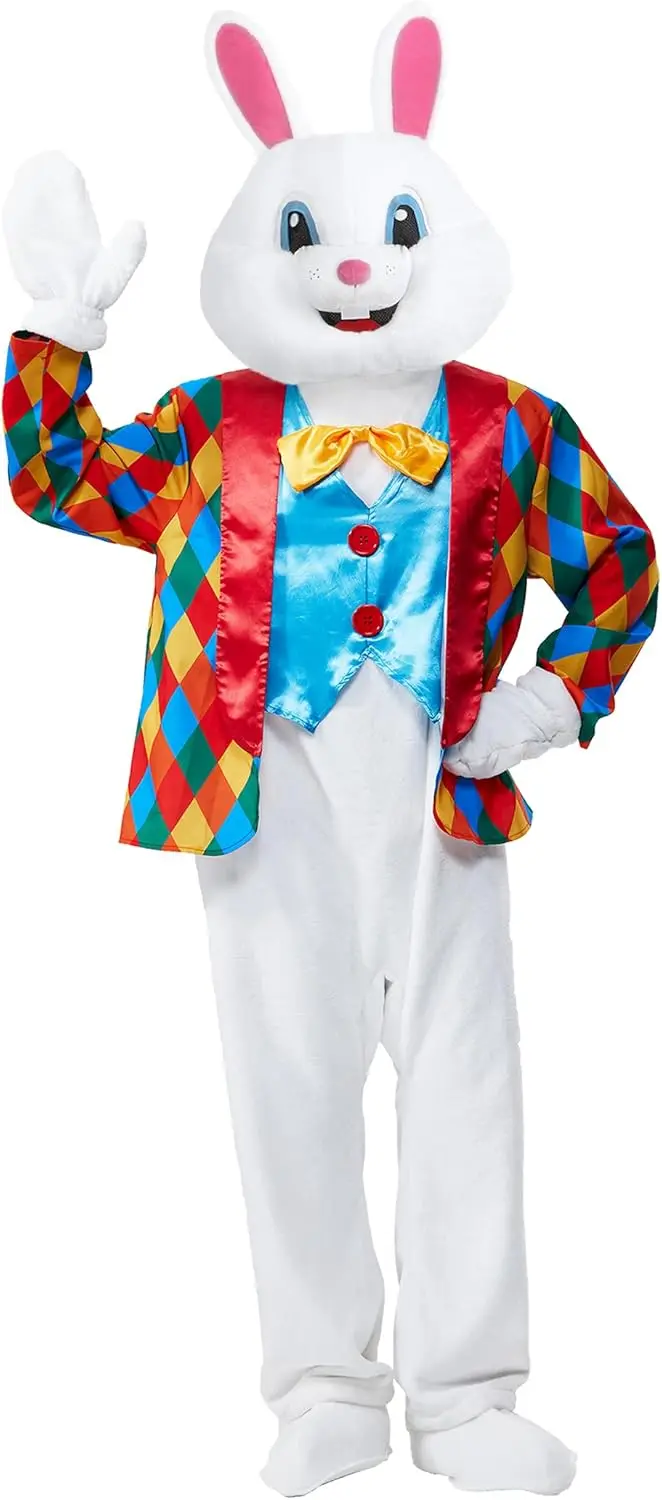 

Easter Bunny Costume Adult Rabbit Mascot Jumpsuit Suit Deluxe Onesie Outfit for Men Women Plus Size