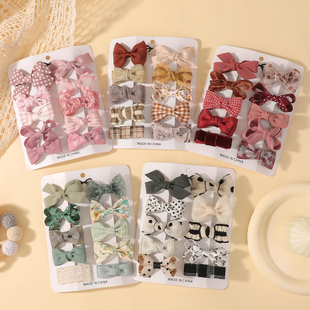

10Pcs Sweet Printed Bowknot Hair Clips Handmade Hairpin Boutique Barrettes Baby Hair Accessories for Girls Kids