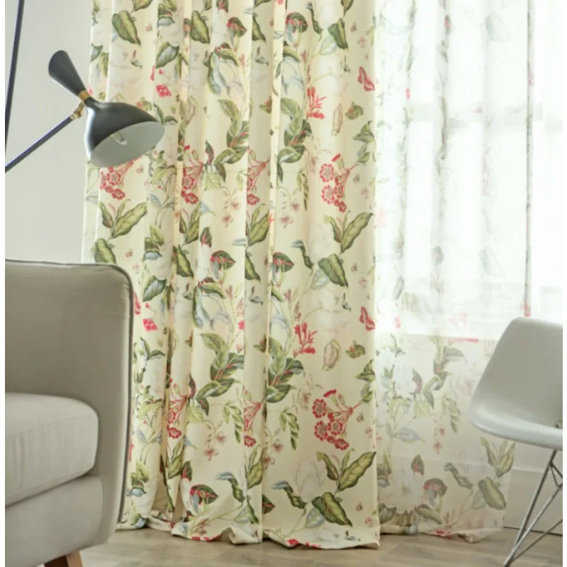 American Pastoral Country Butterfly Flower Print Blackout Curtains Living Room Bedroom Balcony Curtains
