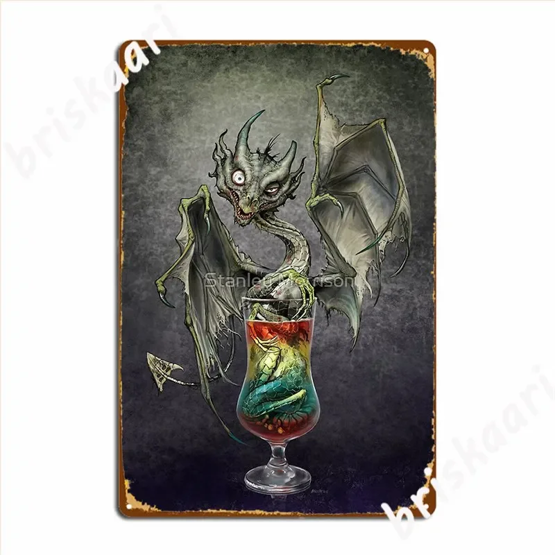 Zombie Dragon Drink Cocktail In A Glass Poster Metal Plaque Wall Pub Design Plaques Mural Tin Sign Poster