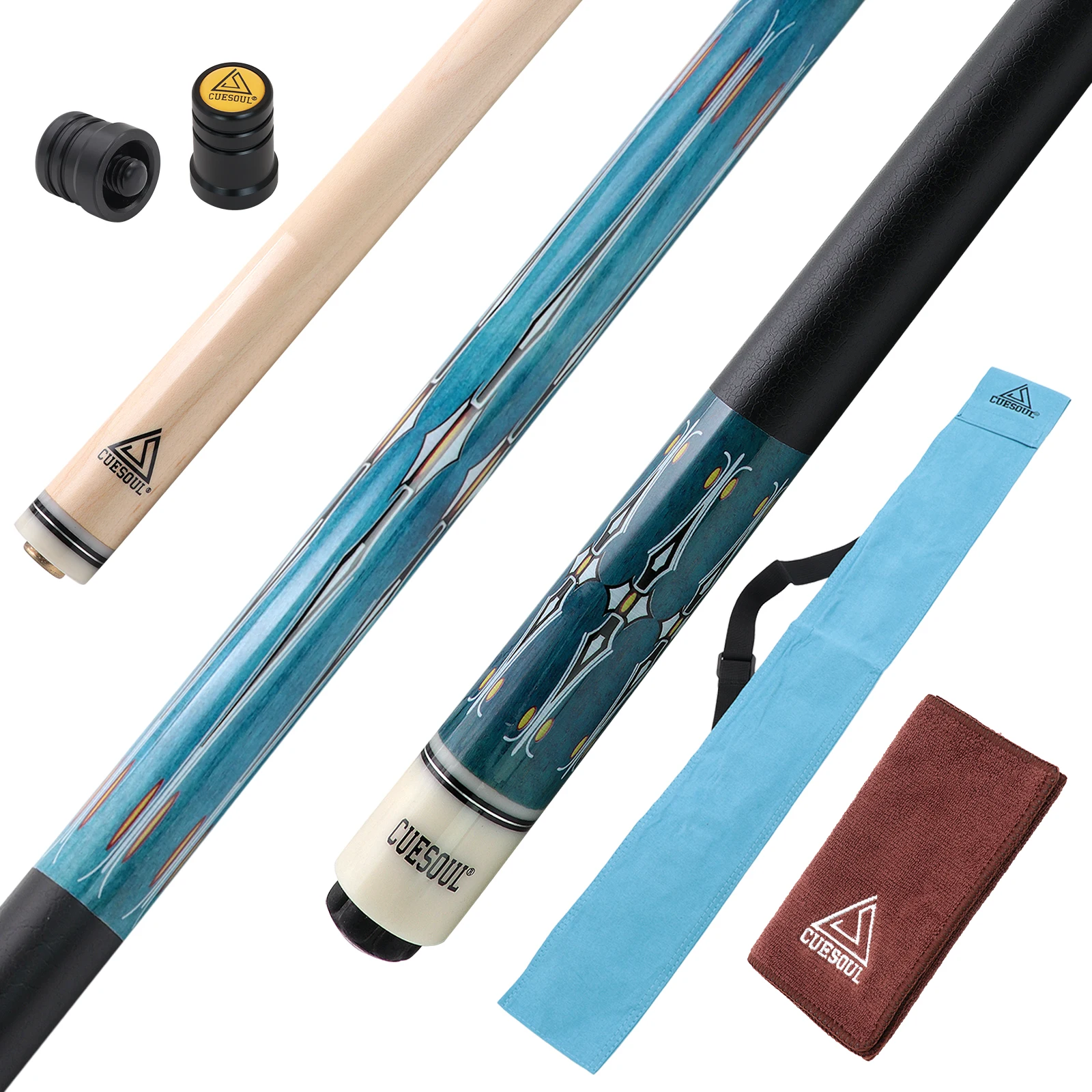 

CUESOUL Professional Pool Cue Stick 13mm Cue Tip with Cue Clean Towel Cue Jointed Protector and Cue Bag