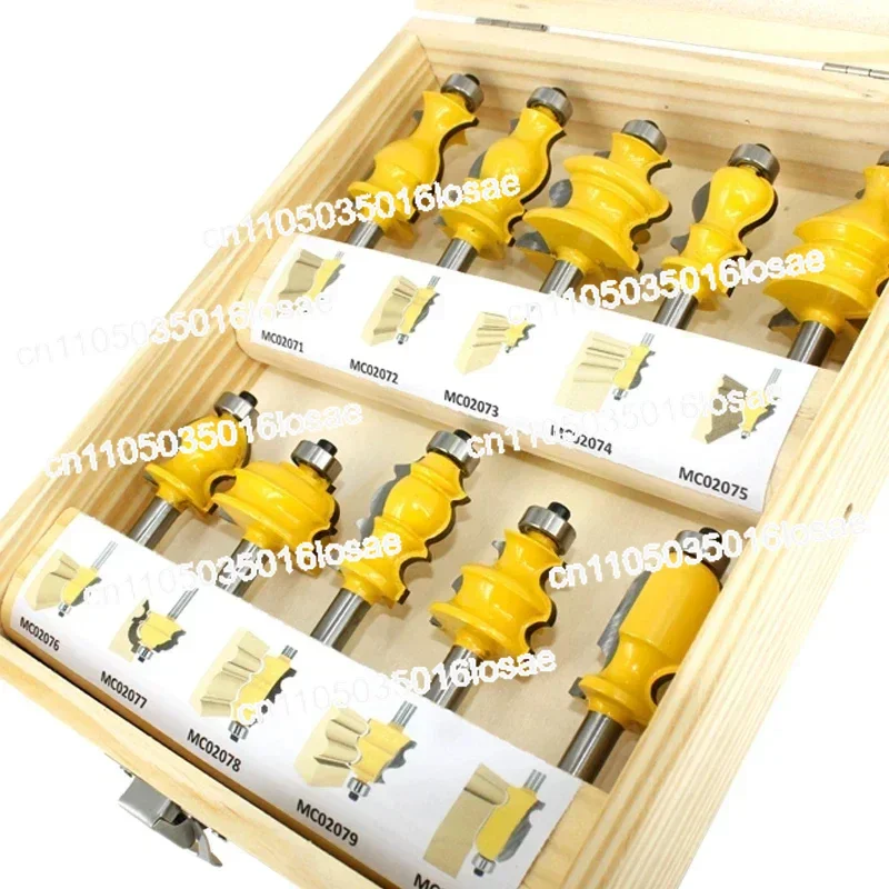

10pcs 8mm Shank Architectural Molding Handrail Router Bits Set Casing Base CNC Line Woodworking Cutters Face Mill