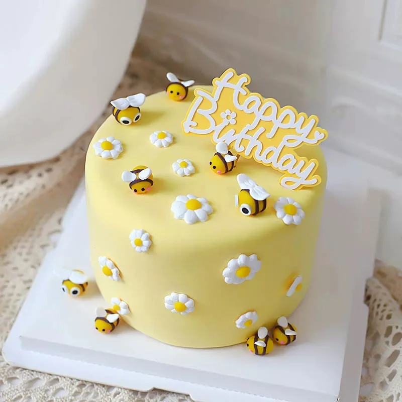 10 Uds. De adornos para tarta de abejas, decoración para tarta de abeja pequeña y bonita, decoración rústica para tarta para cumpleaños, suministros para fiesta de Baby Shower