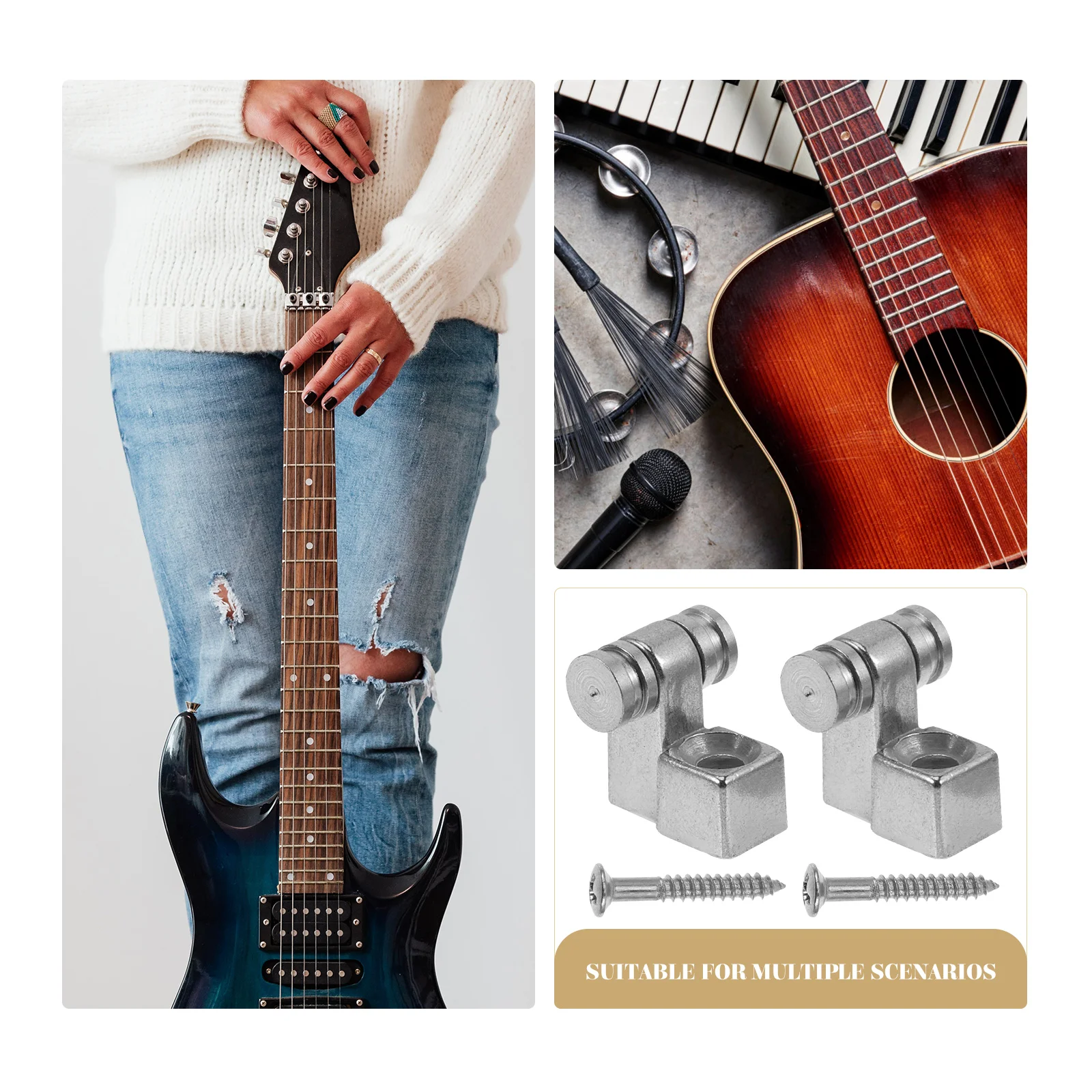 

2 Sets Electric Guitar String Tree Metal Retainer Bass Roller Headstock Component Accessories Musical Instrument Hardware