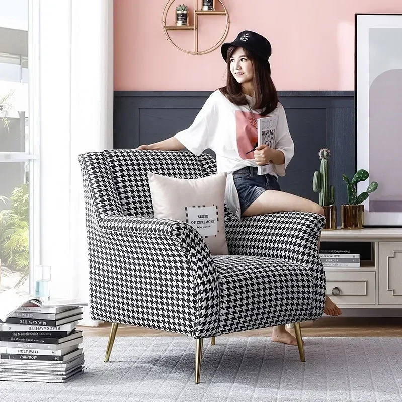 North American light luxury sofa chair simple design Internet celebrity thousand bird grid living room bedroom leisure tiger