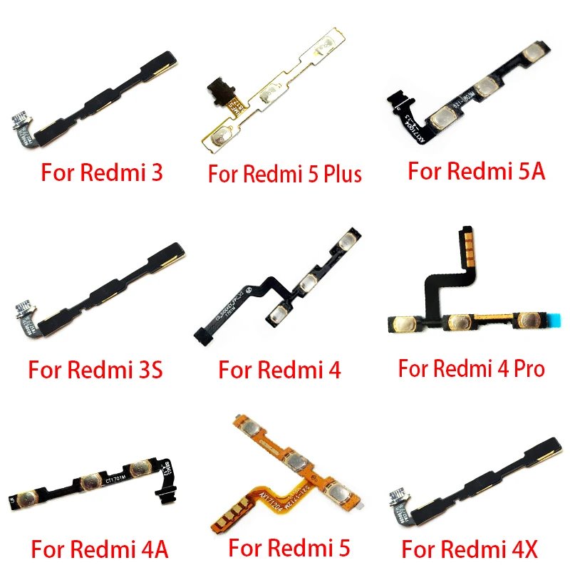 15PCS Lots Power On Off Volume Side Button Key Flex Cable For Xiaomi Redmi 8 8A 9 9A 5A 5 Plus 6 6A 7 7A S3 K20 Pro Go Parts