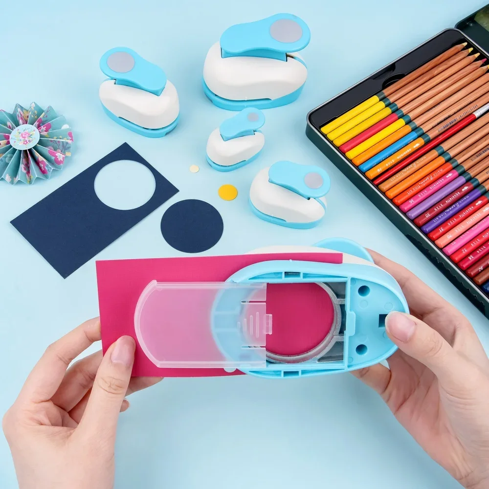 

5pcs/set Circle Paper Punch 0.3/0.6/1/1.5/2/3"" Precision-Cut Circle Shape Lever Action Craft Punches for Paper Craft Scrapbook