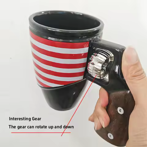 Ceramic Gun Mug Cup 3D Pistol Gun Handle Mug Cup Sheriff Mug Novelty Funny Gifts