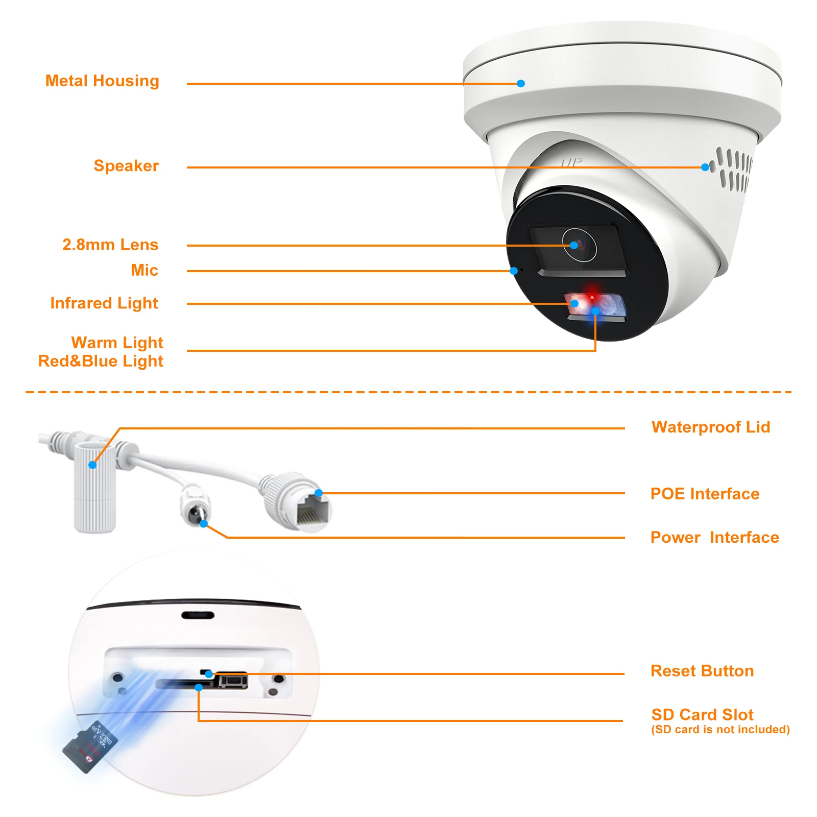 4 قطعة الولايات المتحدة الأمريكية فقط Anpviz 8MP PoE IP كاميرا ستروب الأحمر والأزرق الضوء والصوت إنذار ذكي اللون للرؤية الليلية كشف المركبات البشرية