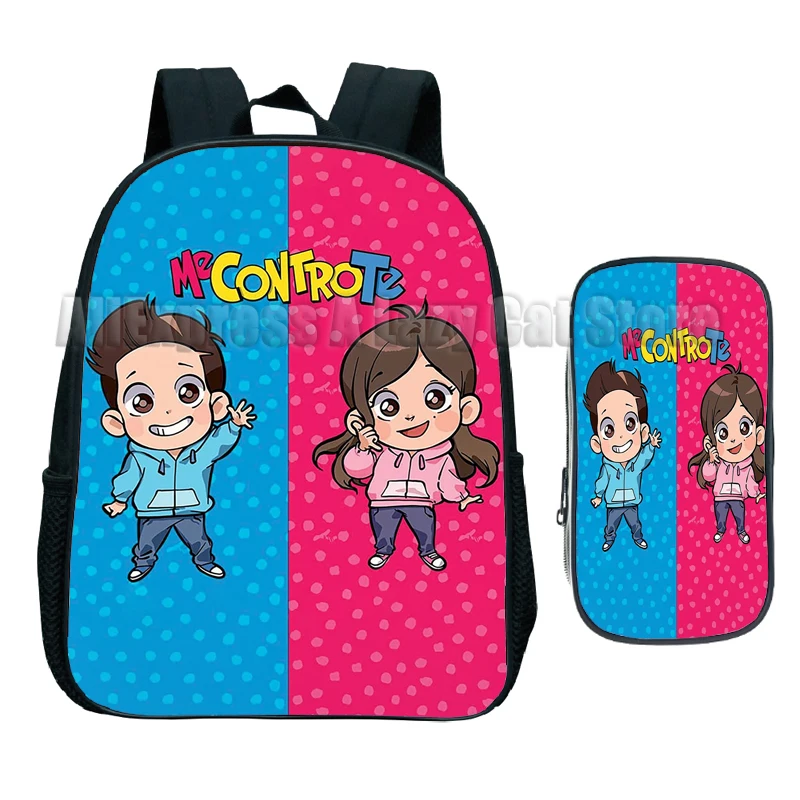 Mochila escolar de almacenamiento para niños y niñas, bolsa de viaje de gran capacidad para estudiantes de Anime, 2 piezas Me Contro Te, Kawaii, 12 pulgadas