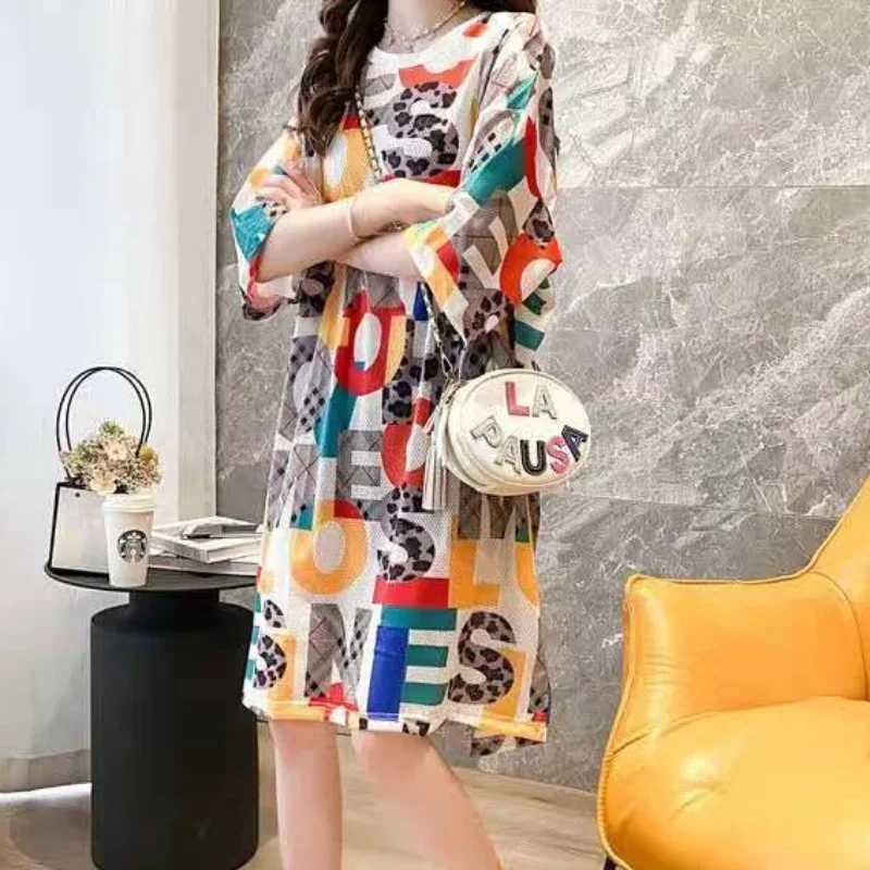 Vêtements Midi mode femmes robe chemise t-shirts robes féminines 2025 vacances ample coton Style coréen à la mode rétro luxe Xxl