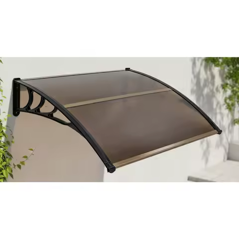 40x48 Inch Modern Polycarbonate Window Awning, UPF50+ Sun Rain Snow Protection for Patio Door Deck Porch