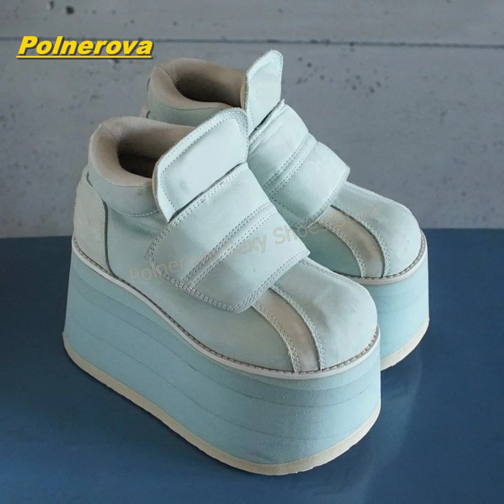 Gothic Punk Women Platform Ankle Boots Round Toe Super High Wedge Sole Hook and Loop Y2K Street Style Pumps 2026 New Arrivals