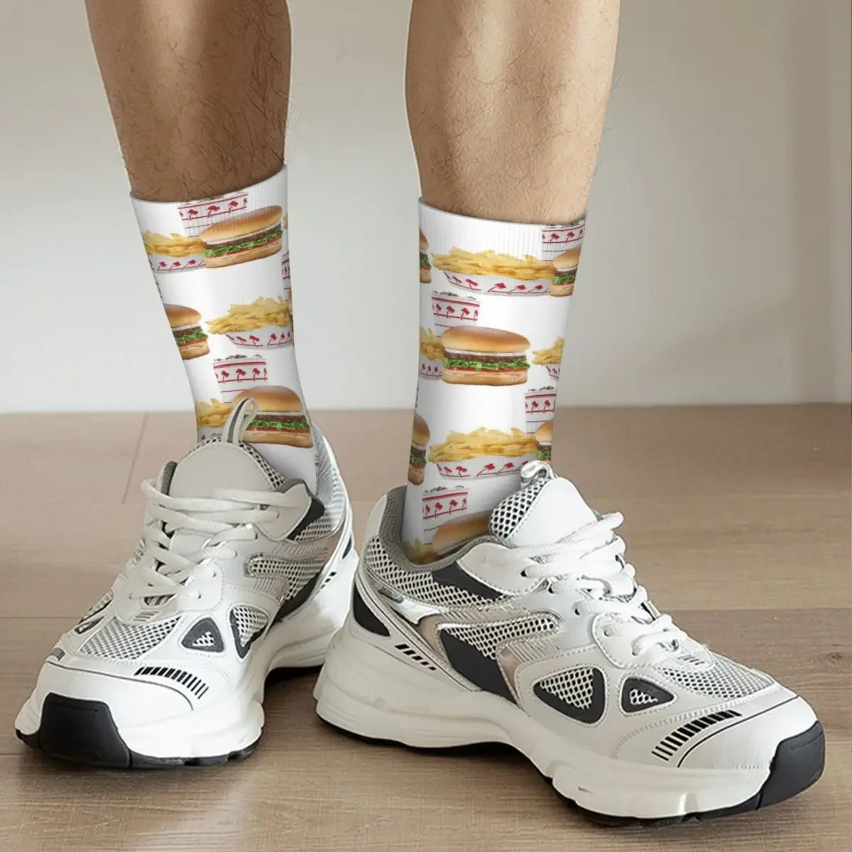 In-n-out calcetines de hamburguesa Harajuku, medias Súper suaves, todas las estaciones, calcetines largos, accesorios para regalos Unisex