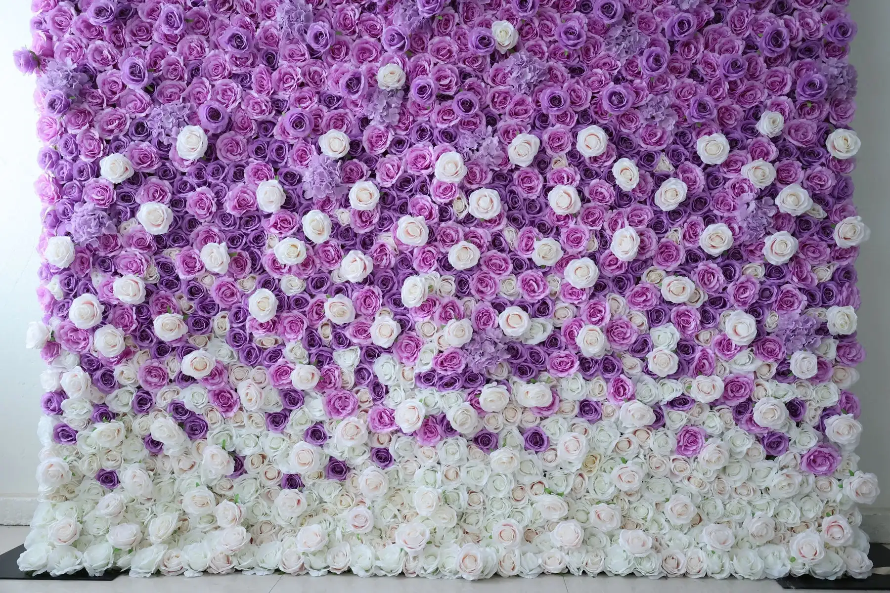 Royal Series Luxury 3D Purple Rose roll artificial flower wall Plant wall Birthday party outdoor wedding background decoration