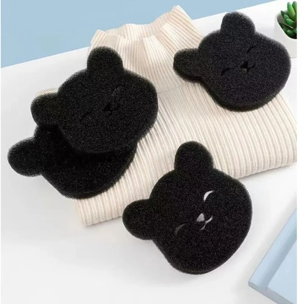 4 pcs Fur Remover Bear Shape Pet Hair Remover Black Reusable Laundry Ball Wet Dry Use Household Laundry Adhesive Film Clothes