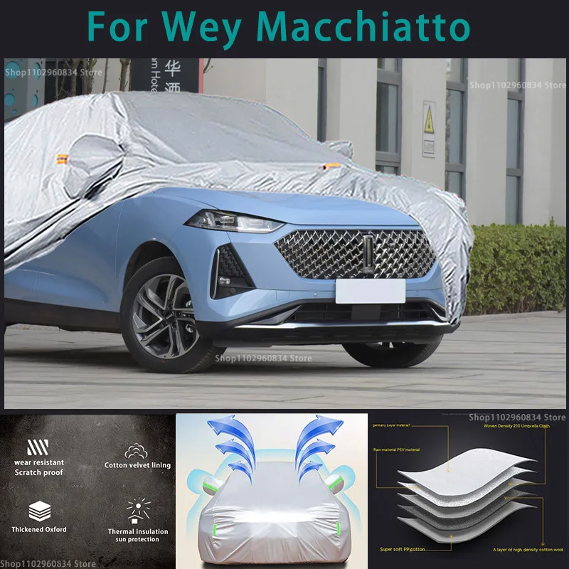 

For WEY Macchiatto 210T Full Car Covers Outdoor Sun uv protection Dust Rain Snow Protective Anti-hail car cover Auto cover