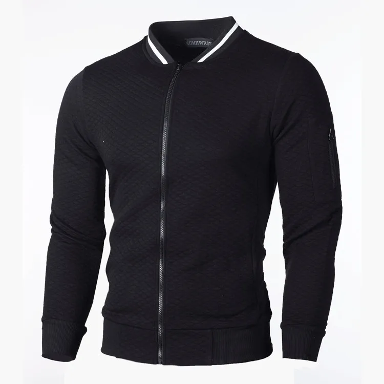 Men's Zipper Collar Sweatshirt Plaid  Color Open Cardigan Long Sleeve Casual Wear Polyester Cotton Blend Stand Collar