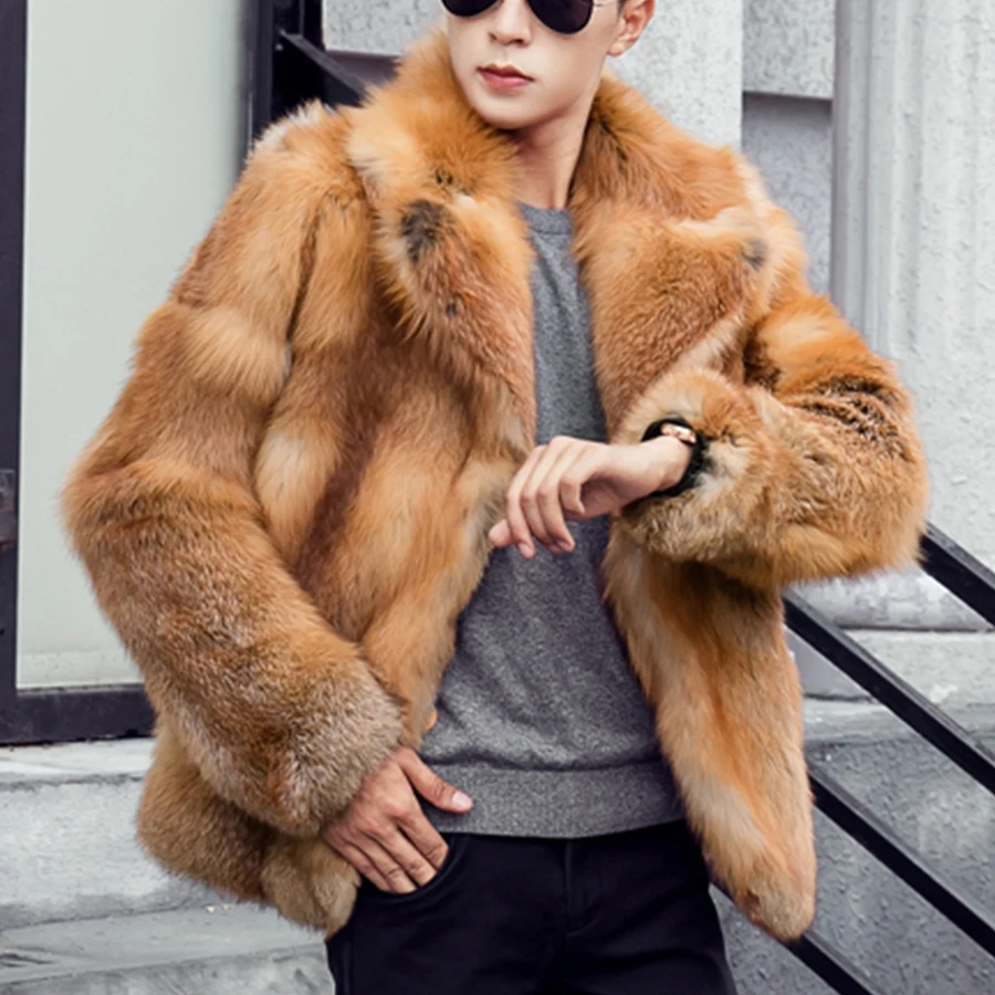 Fur Coat Men Natural Fox Fur Best Sellers Men Winter Jacket Suit Collar Leather Fox Fur Coat New 2022