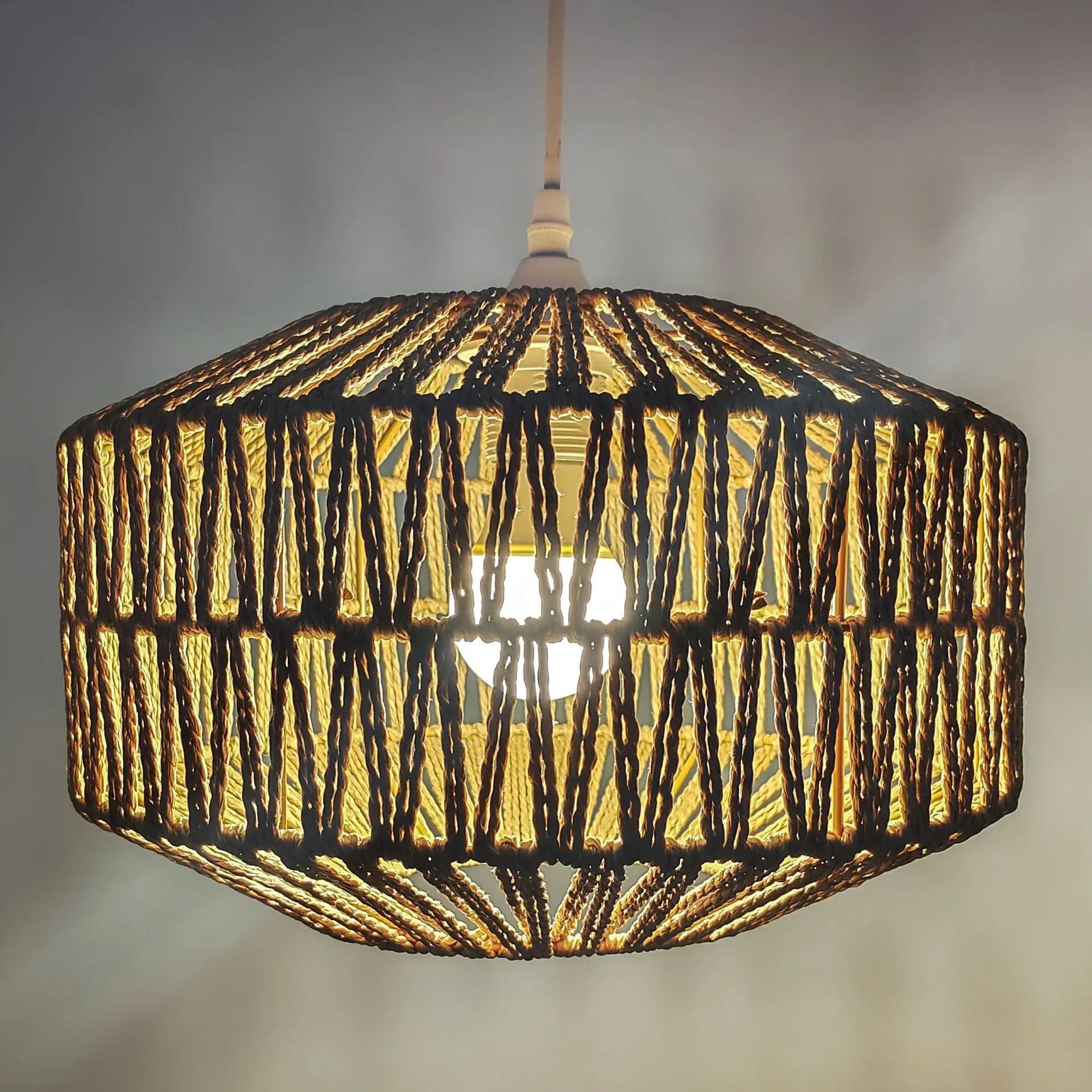 Handmade Rattan Lamp Cover Classic Creative industrial retro style Bamboo Chandelier Hanging Lamp Ceiling Fixture Weaving Decro