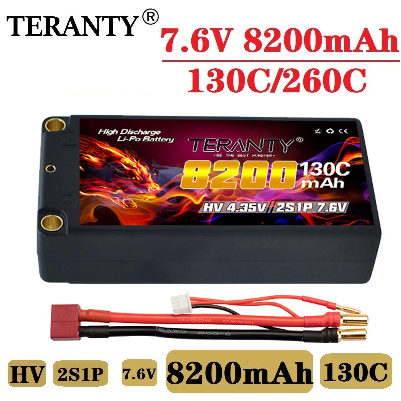 Original TERANTY Shorty LiHV Battery 2S 7.6V 8200mah 130C/260C for 1/10 RC CarS Race CarS Parts