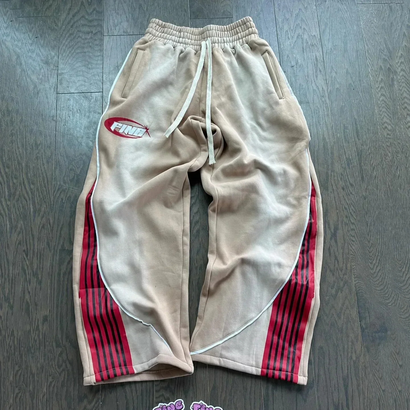 Summer Hot Sale Vintage Striped Spliced Straight Pants Unisex Elastic Sporty Letter Print Hip Hop Loose Streetwear Long Trousers