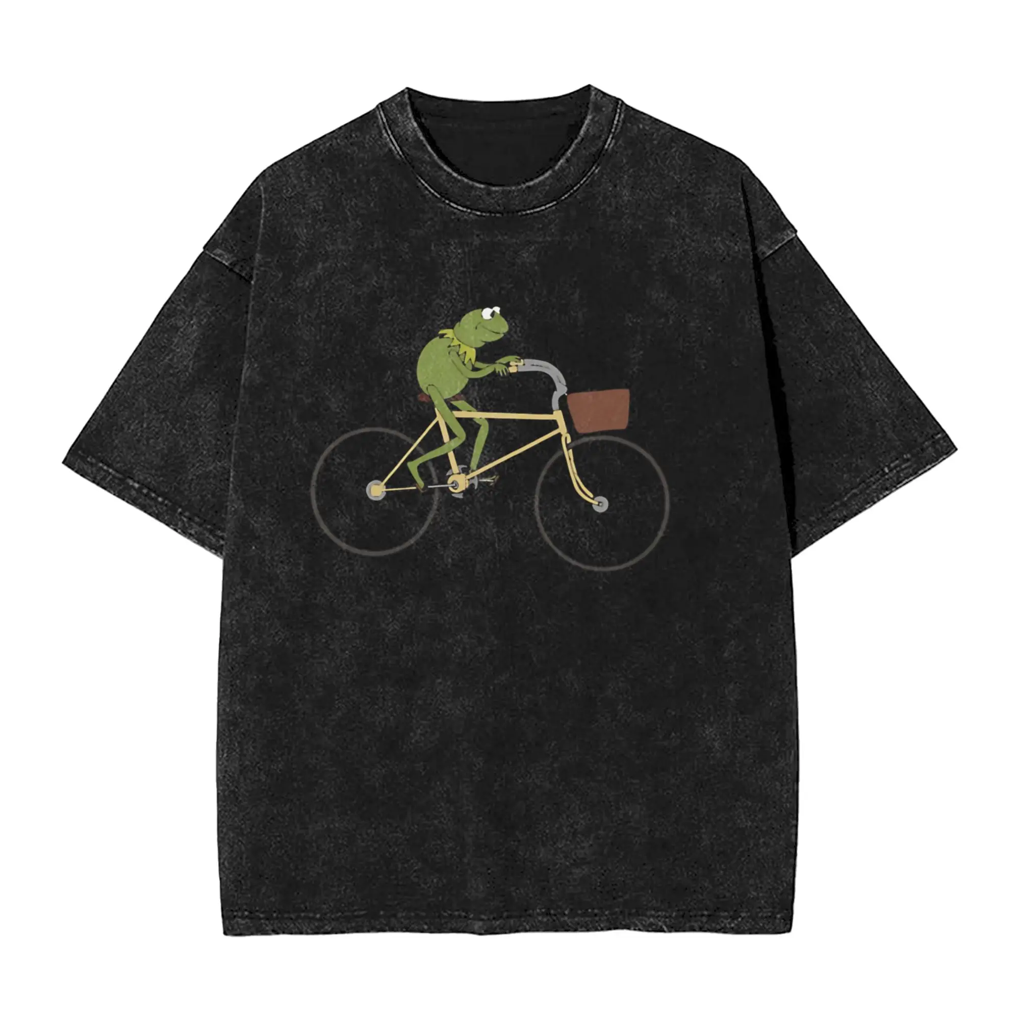 Kermits the Frog Merch Washed T Shirts for Men Women Streetwear Hip Hop T-Shirt Graphic Printed  Tees Tops Short Sleeve