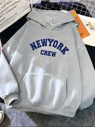 New York Letter Print Sweatshirt Women Soft Casual Loose Sportwear Female Hoodies Warm Clothes Clothing Hooded