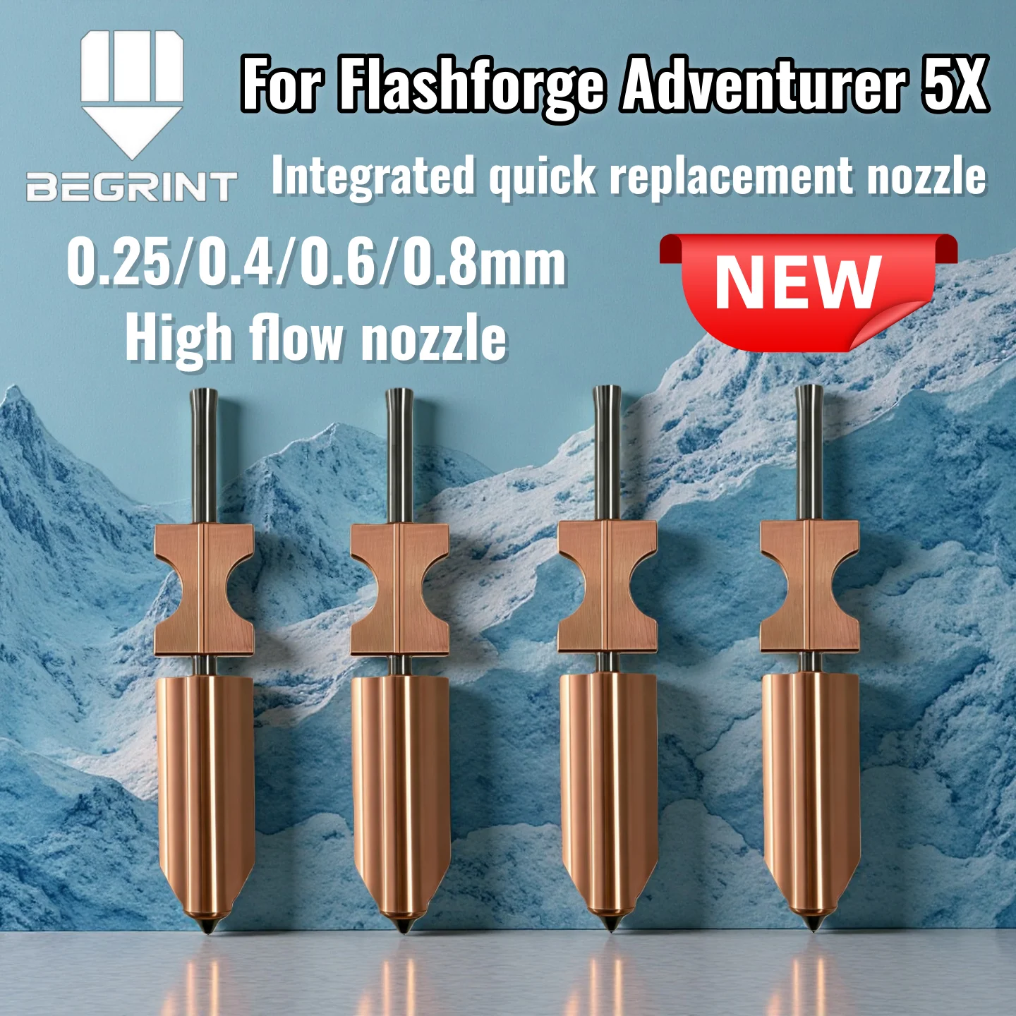 

Для Flashforge AD5X биметаллическое сопло, новые модернизированные сопла Hotend из закаленной стали 0,25/0,4/0,6/0,8 мм, запасные части для 3D-принтера
