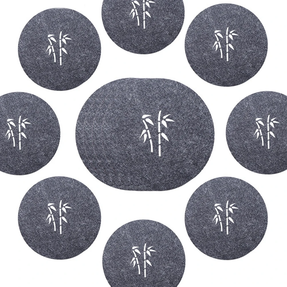 

10pcs Felt Placemat Creative Design Heat Insulation Coaster Water Absorption Cup Mat For Home Party Tableware Protection Black
