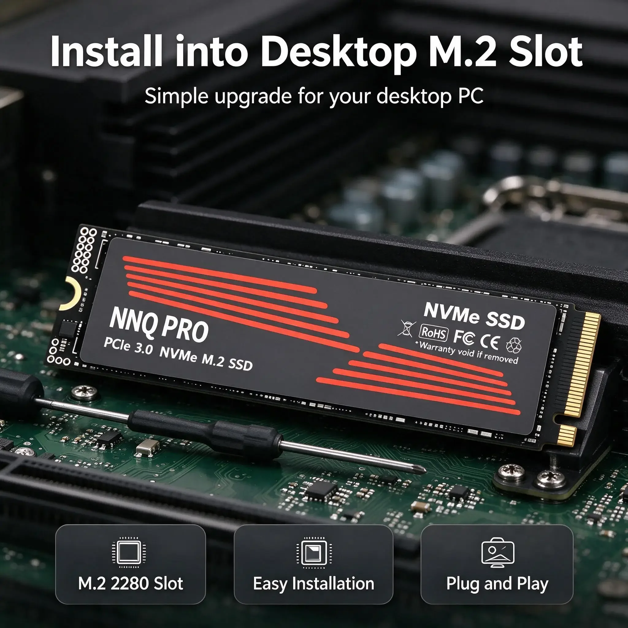 NNQ PRO Built-in M.2 NVMe Solid State Drive, 500GB/2TB/4TB/1TB, Fast Data Storage, Gaming, Laptop, Desktop, PC. Nova Elite.