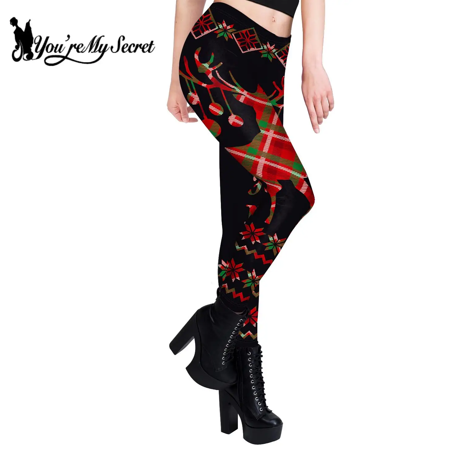 Leggings navideños para mujer, pantalones ajustados de cintura alta, mallas ajustadas con copos de nieve y alces, mallas deportivas de Navidad, pantalones elásticos para mujer