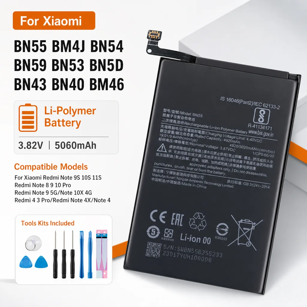 Премиум-аккумулятор BN55 BM4J BN54 BN59 BN53 BN5D BN40 BM46 BN43 для Xiaomi Redmi Note 9S 10S 11S 4 4X 3 8 9 10 Pro 10X