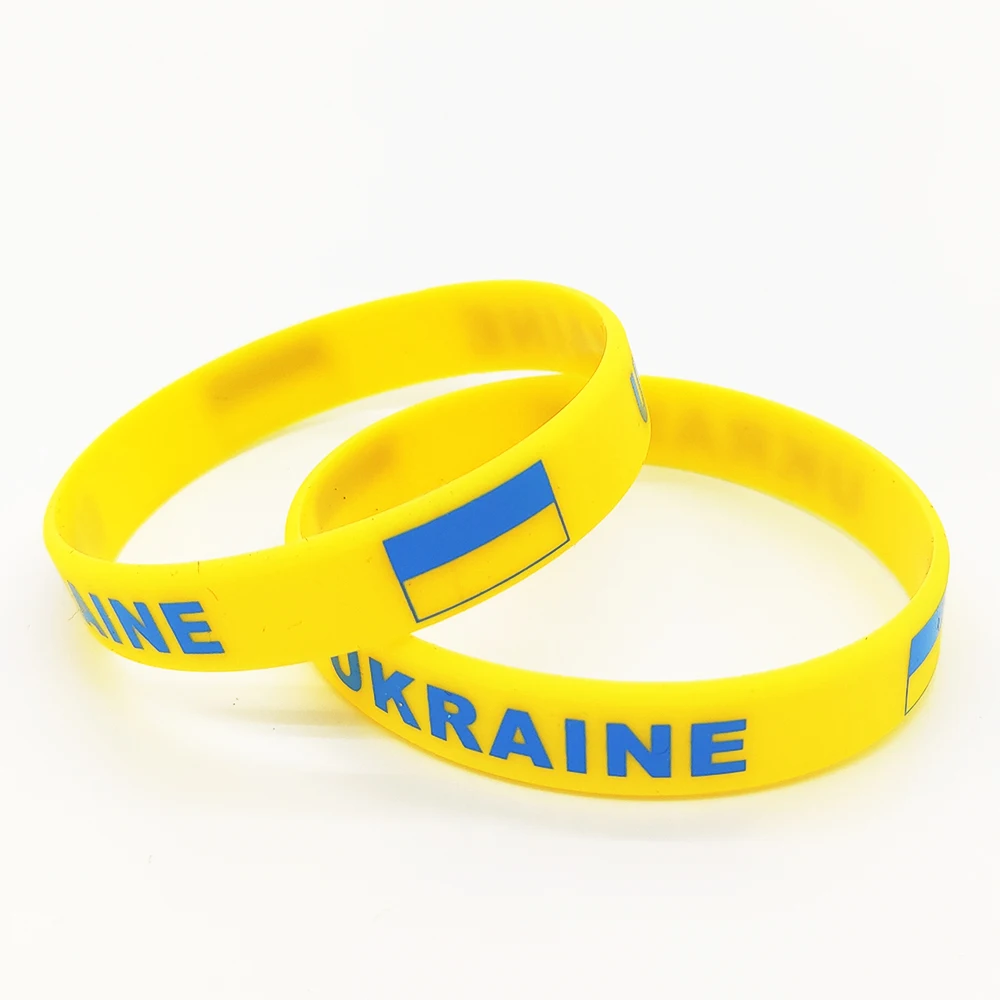 1PC Soccer Ukraine Country National Flag Wristband Yellow Football Sport Elastic Silicone Bracelets&amp Bangles Gifts 2022