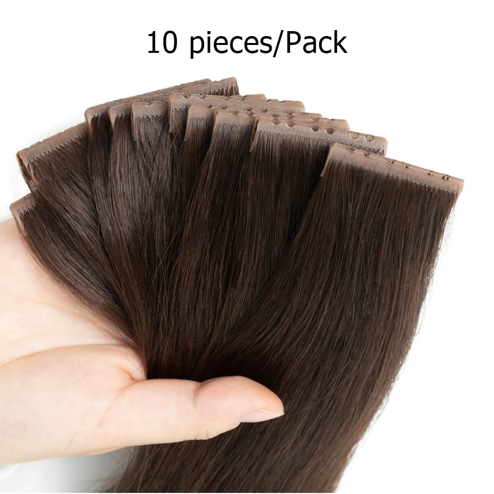 Extensões de cabelo humano com abas duplas, marrom, invisível, injeção reta, trama de buraco pu, microlinks, trama xo, loira, 10 unidades/pacote