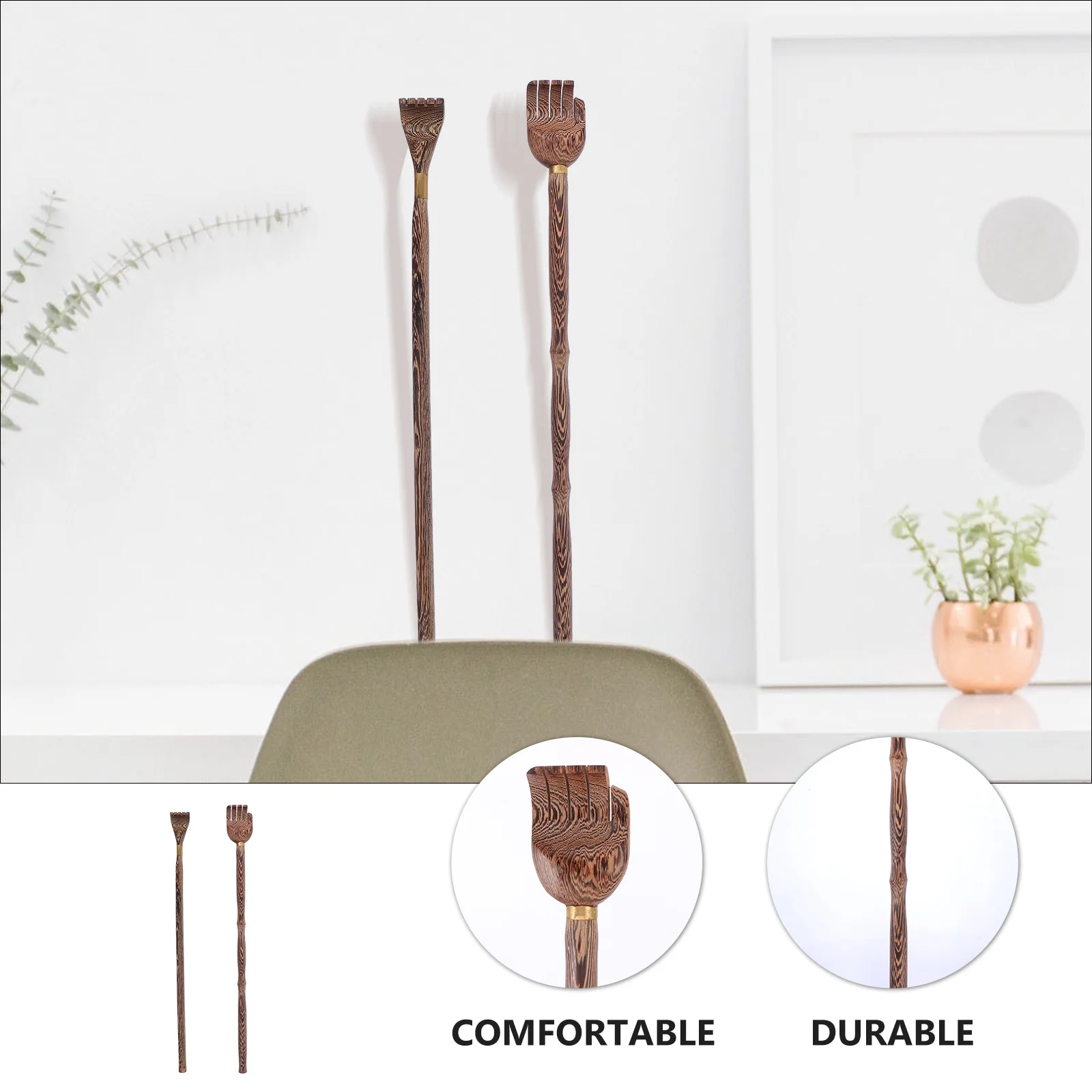 2pcs Wooden Back Scratcher Premium Durable Claw Itch Relief Tool Long Handle For Elderly Pregnant Lightweight Comfortable Back