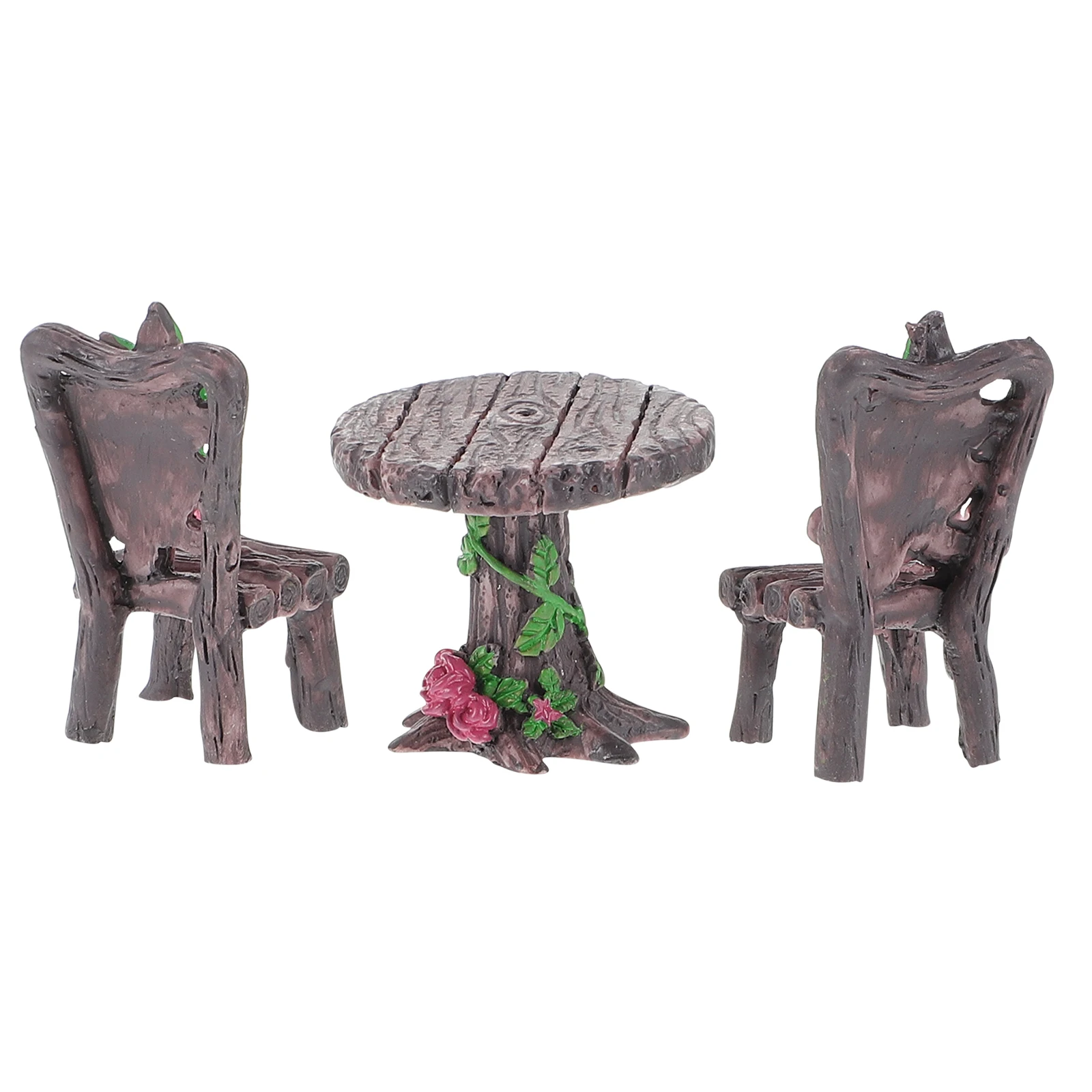 

2Sets Resin Miniature Table Chairs Garden Ornaments Landscape Adornments Micro Landscaping Decor Mini Furniture