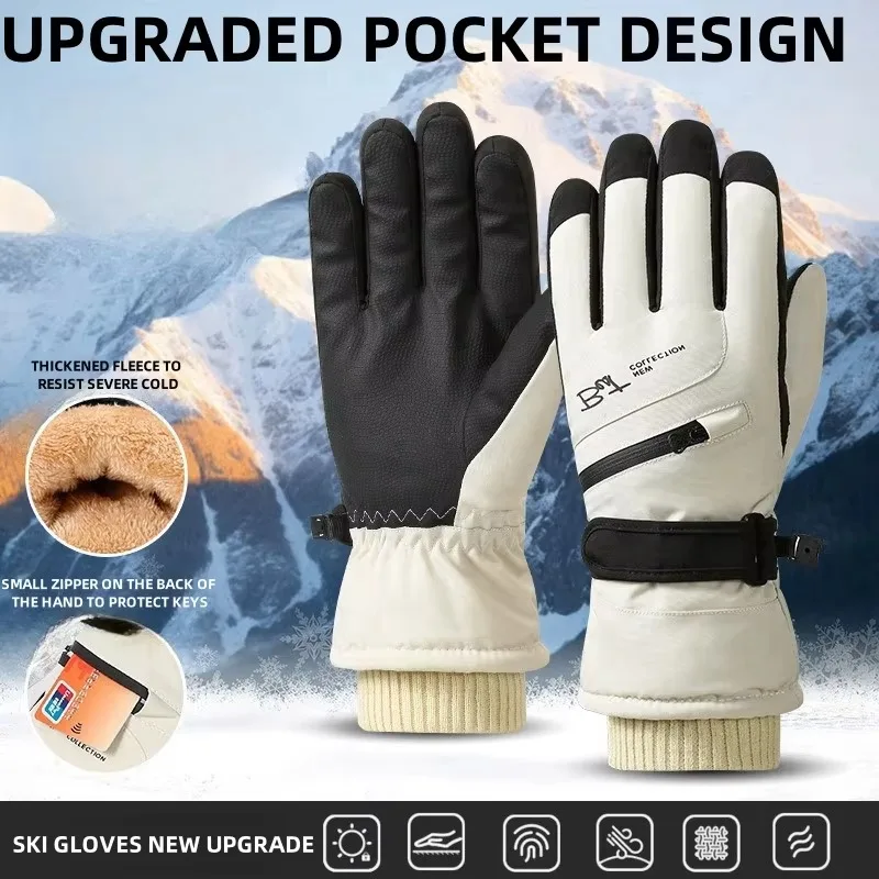 Non Slip Touch Ski Gloves Winter Sports Gloves  Snowboard Accessories Waterproof Pocket Warm Men's and Women's Gloves