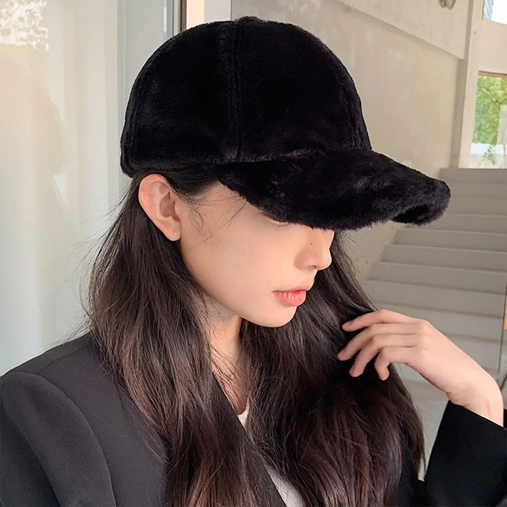 Men Women Thicken Warm Plush Sports Hat Baseball Cap Peaked Hat Hip Hop Cap