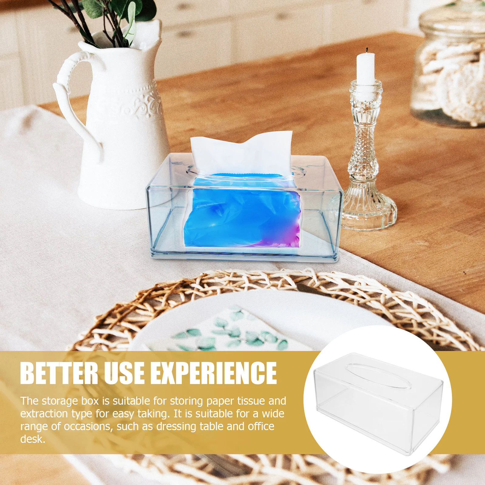 

Transparent Tissue Tissue Box Cover Rectangular Rectangular Cover Clear Plastic Container ganizer Home Desk Accessories Storage