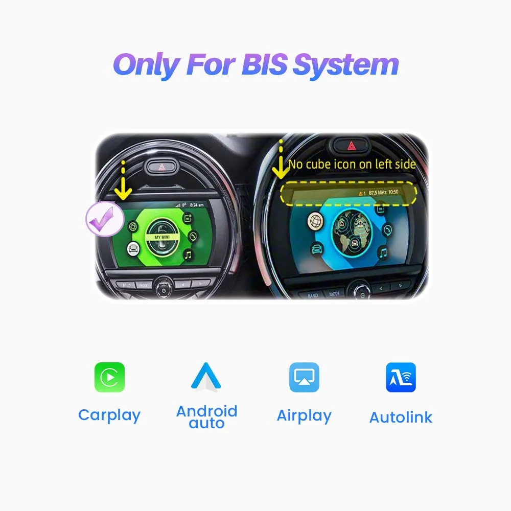 BONROAD Draadloze CarPlay Adapter voor BMW MINI Cooper F55 F56 F57 F54 EVO BIS Android Auto GPS Bluetooth Mirror Link Decoder Box - afbeelding 1